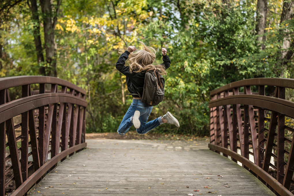 A girl jumping